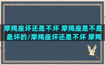 摩羯座坏还是不坏 摩羯座是不是最坏的/摩羯座坏还是不坏 摩羯座是不是最坏的-我的网站